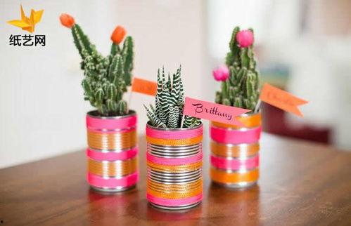 易拉罐做花盆图片大全,易拉罐变废为宝，打造独特花盆风采